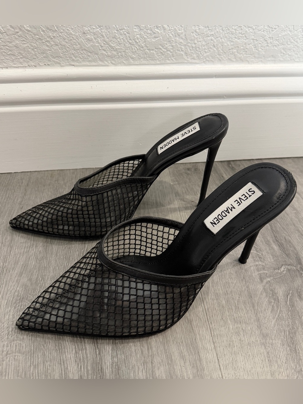 Steve Madden Black Pointed-Toe Stiletto Mules